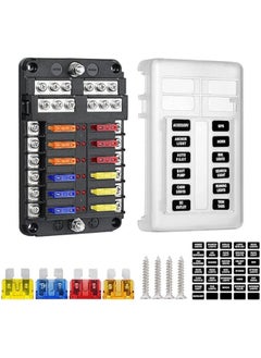 Generic 12 Way 12V Blade Fuse Block,12 Circuit ATC/ATO Fuse Box Holder with LED Indicator Waterpoof Cover for 12V/24V Automotive Truck Boat Marine RV Van Vehicle  - Image 1