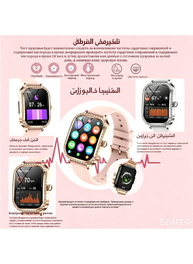 ساعة ذكية نسائية فاخرة للأعمال، شاشة HD مقاس 1.75 بوصة، مكالمات بلوتوث، مقاومة للماء IP68 - Image 4