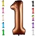 KatchOn Brown 1 Balloon Number 40 Inch Helium Supported Foil Brown One Balloon for Safari brown Birthday Decorations One Happy Camper Balloons Anniversary Decorations - Image 2