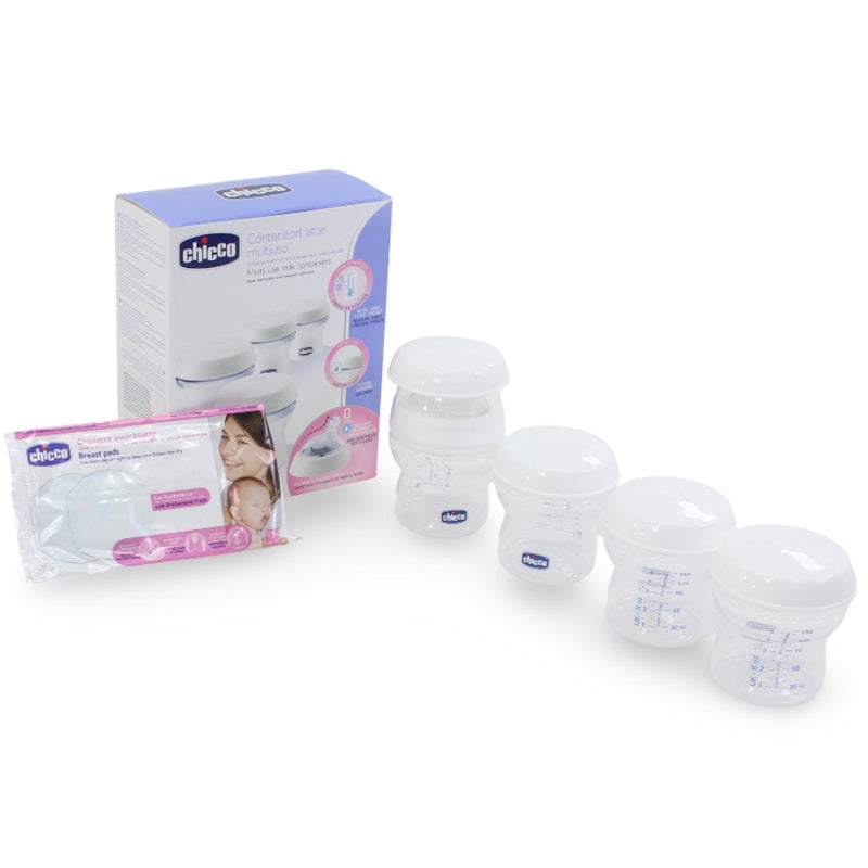 Chicco Natural Feeding Multi-Use Milk Containers – 4 Pcs