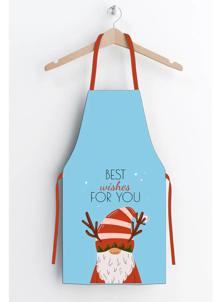 Ays Home Blue Santa Claus New Year Kitchen Apron