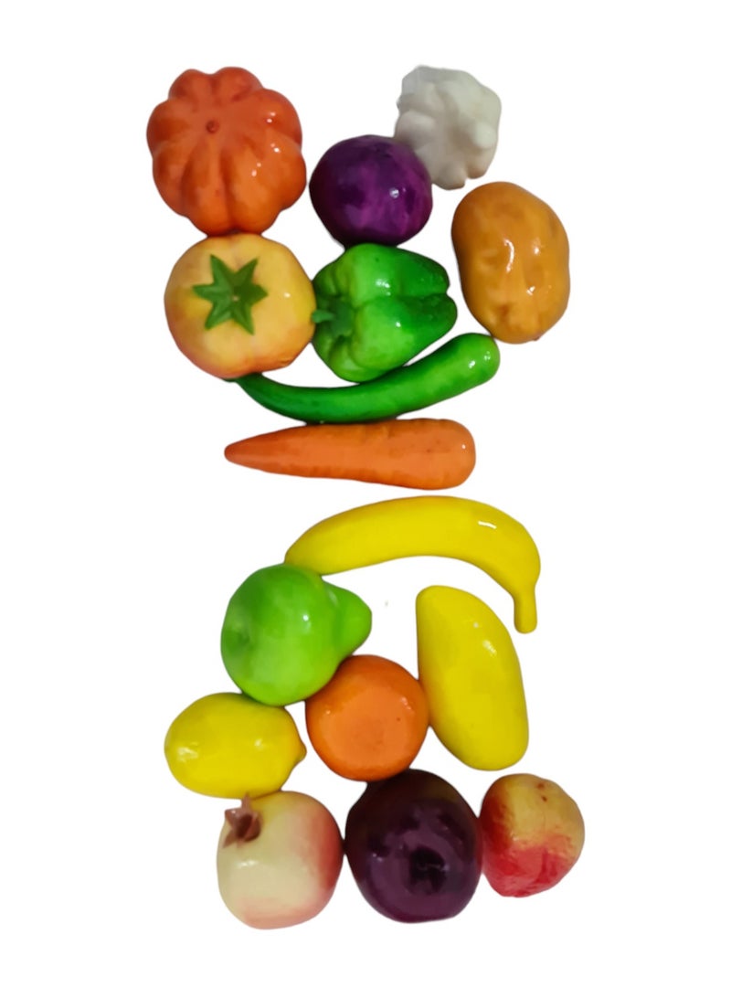 Set of Artificial Fruits and Vegetables 16 Pieces
