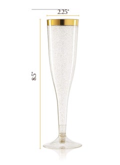 SYOSI 24 Pack Gold Glitter Plastic Cups 6.5 OZ Clear Plastic Cups Tumblers, Fancy Disposable Hard Plastic Cups with Gold Glitter, Premium Wedding Cups Elegant Party Cups, Recyclable and BPA-Free  - Image 2