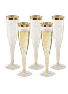 SYOSI 24 Pack Gold Glitter Plastic Cups 6.5 OZ Clear Plastic Cups Tumblers, Fancy Disposable Hard Plastic Cups with Gold Glitter, Premium Wedding Cups Elegant Party Cups, Recyclable and BPA-Free  - Image 5