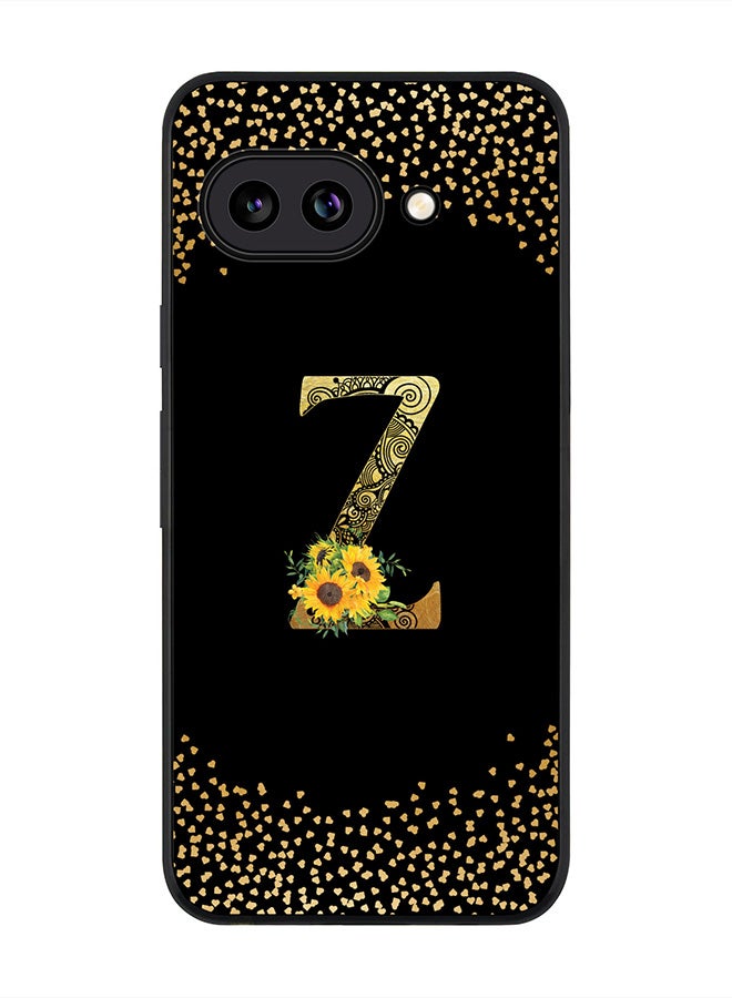 Stylizedd For Google Pixel 9a Case,Slim fit Camera Protection, Shockproof Thin Phone cover  - Custom Floral Monogram - Z ( Black )