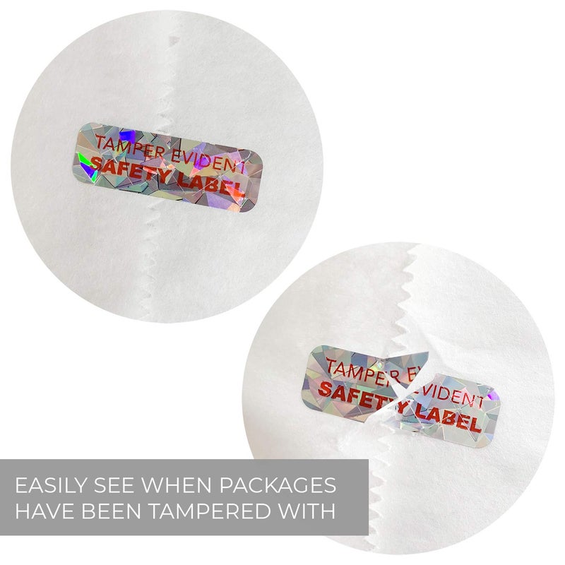 SBlabels Holographic Tamper Evident Labels / 500 Tamper Resistant Shiny Stickers / 1.5" x 0.5" Quality Control Label - Image 5