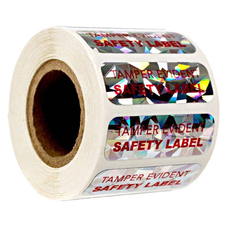 SBlabels Holographic Tamper Evident Labels / 500 Tamper Resistant Shiny Stickers / 1.5" x 0.5" Quality Control Label - Image 2