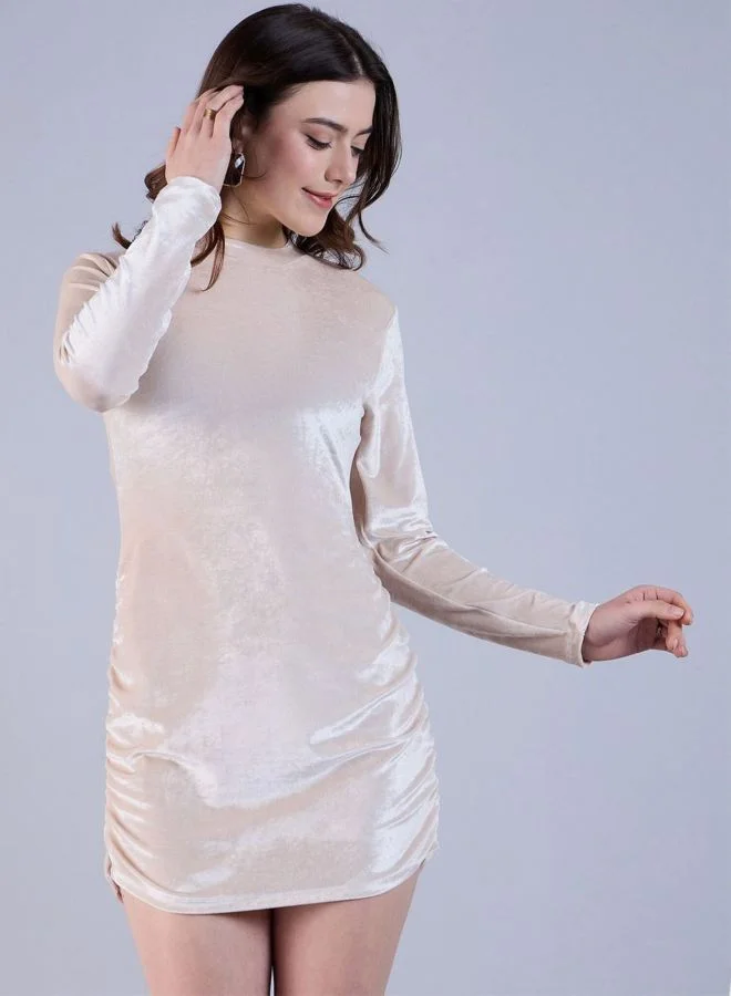 Women Regular Fit Solid Round Neck Long Sleeve Bodycon Dress