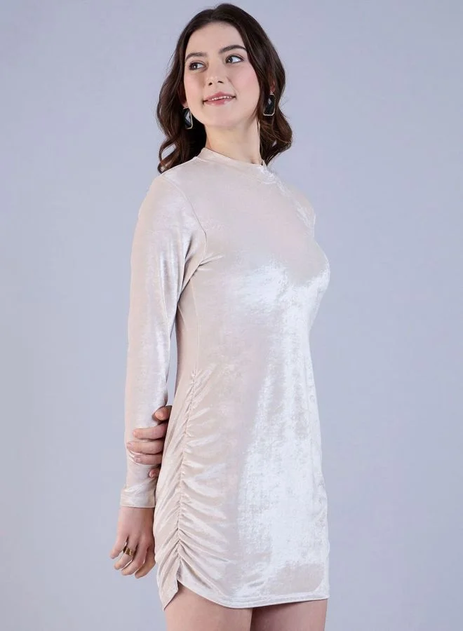 Freehand  Women Regular Fit Solid Round Neck Long Sleeve Bodycon Dress for Women | Best Price UAE