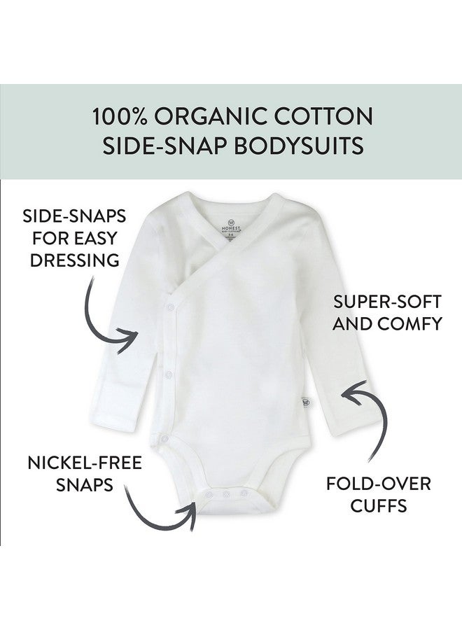 HonestBaby HonestBaby Baby Boys 3-pack Organic Cotton Long Sleeve Side-snap Kimono Bodysuits And Toddler T-Shirt Set, Honestly Pure White, 0-3 Months US - Image 2