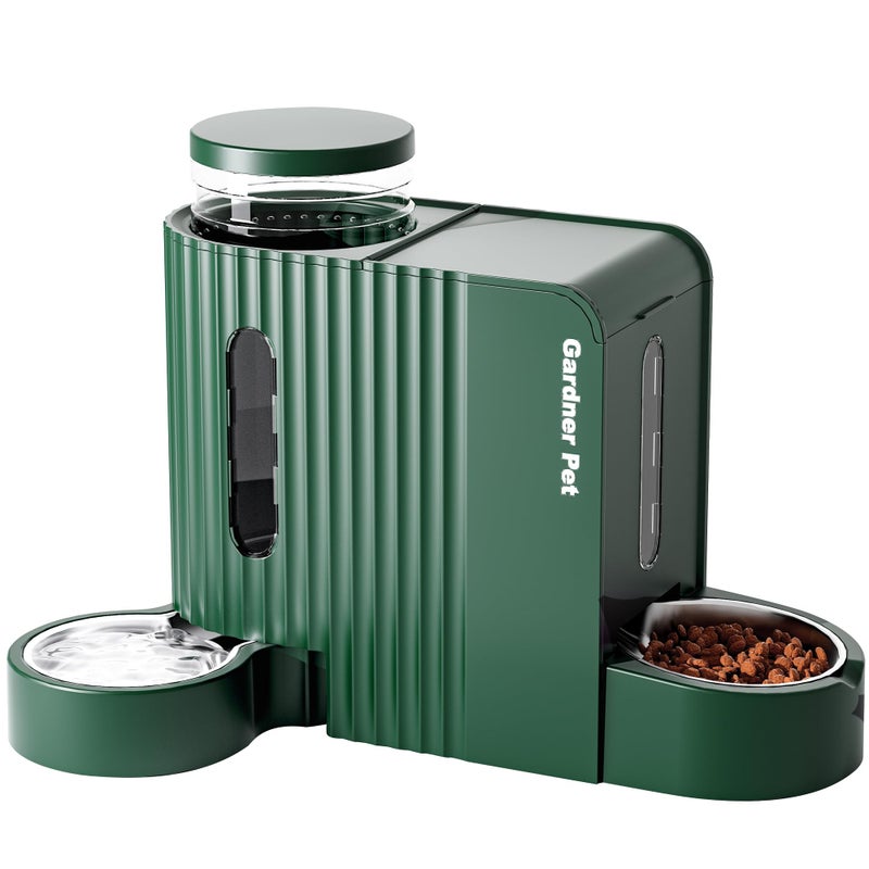 Gardner Pet Automatic Gravity Pet Feeder, 0.8 Gallons*2 Dog Feeder and Water Dispenser Set 100% BPA-Free, 2-in-1 Gravity Feeder with Stainless Steel Bowl for Dogs, Cats, Rabbits, Puppies (Green) - Image 1