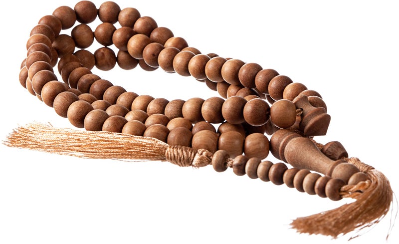 Nusantara Shop Nusantara Shop Sandalwood Tasbih 99 8mm - Islamic Prayer Beads, Tasbeeh, Muslim Rosary, Masbaha, Misbaha, Tesbih, Tespih, Dhikr Beads, Zikr Beads, Sibha, Muslim Mala, Worry Beads, Prayer Counter  - Image 1