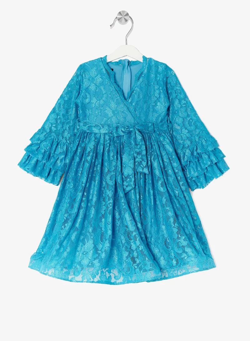 ليتل جولدن ابل فستان بأكمام مكشكشة من الدانتيل