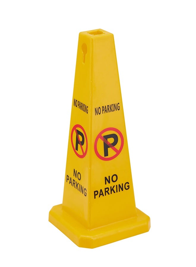 LAWAZIM No Parking Safety Cone - 28x28x67cm - Caution Safety Parking Sign Board, Yellow Traffic Cone with 4 Side View and Warning Symbol - Ideal for Driveways, Parking Lots, and Traffic Control - Image 1