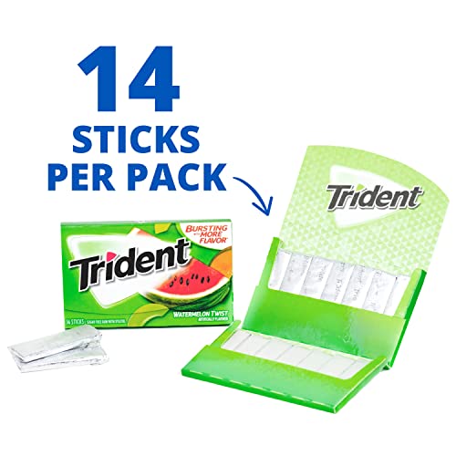 Trident ترايدنت واترmelon تويست علكة خالية من السكر 12 عبوة من 14 قطعة 168 قطعة إجمالية - Image 5