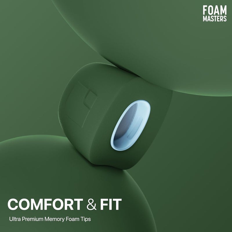 AutoLine Pro Foam Masters Ultra-Premium Memory Foam Ear Tips for AirPods Pro 1st & 2nd Gen | 3 Pairs | New Ver. | Secure Fit | Super Comfort | Better Noise Cancel | Replacement Buds (Assorted S/M/L, Forest Green) - Image 4