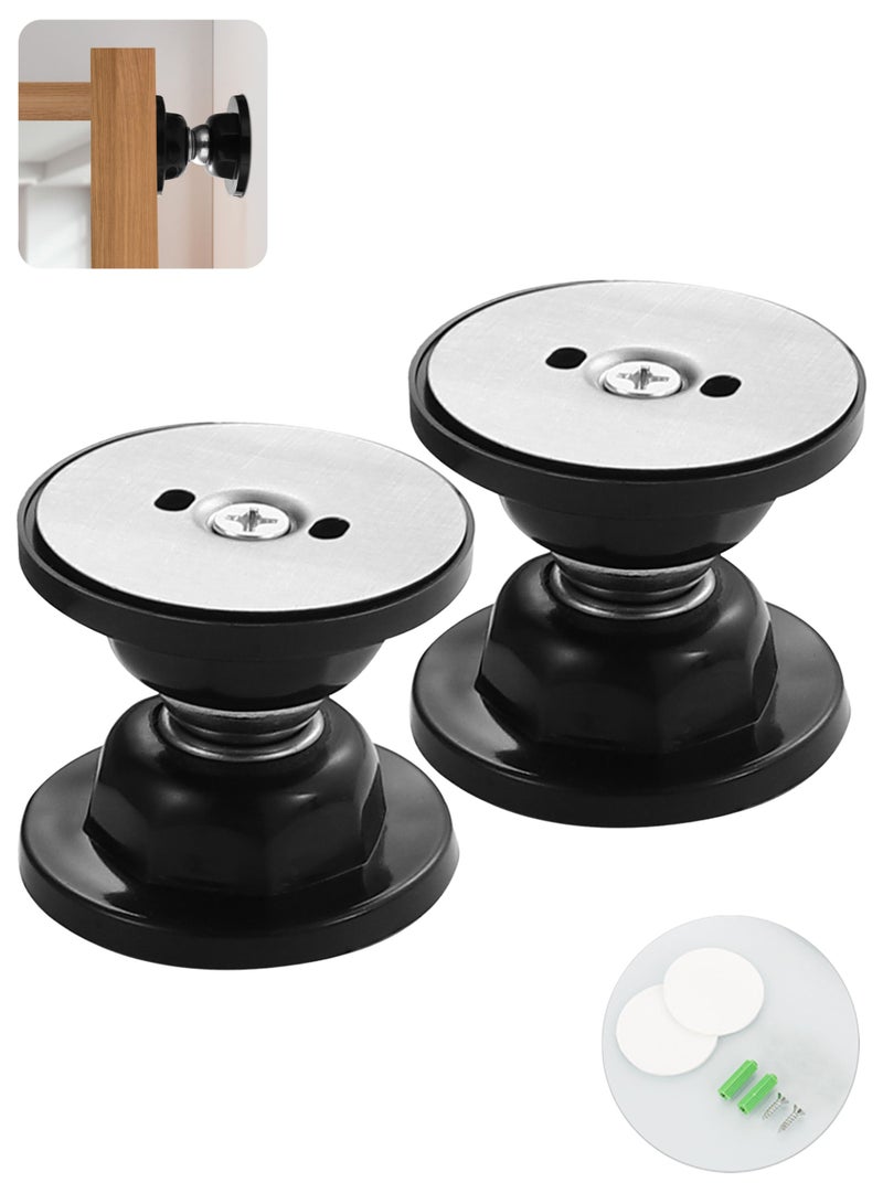 مثبتات أبواب مغناطيسية 2 حزمة، مثبتات أبواب من الفولاذ المقاوم للصدأ للتثبيت على الحائط والأرضية، حامل أبواب للحفاظ على الباب مفتوحًا، مثبت باب بدون حفر مع لاصقات 3D، أسود - Image 1