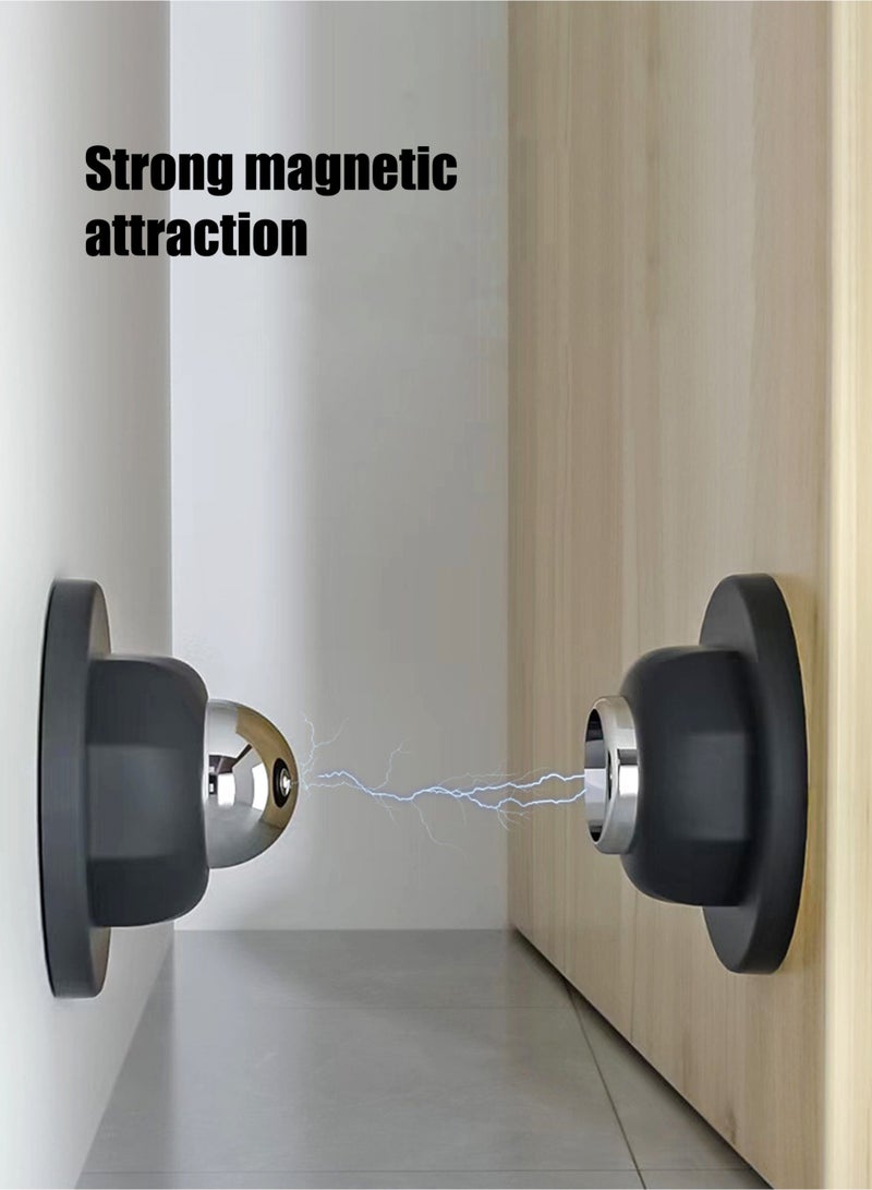 مثبتات أبواب مغناطيسية 2 حزمة، مثبتات أبواب من الفولاذ المقاوم للصدأ للتثبيت على الحائط والأرضية، حامل أبواب للحفاظ على الباب مفتوحًا، مثبت باب بدون حفر مع لاصقات 3D، أسود - Image 2