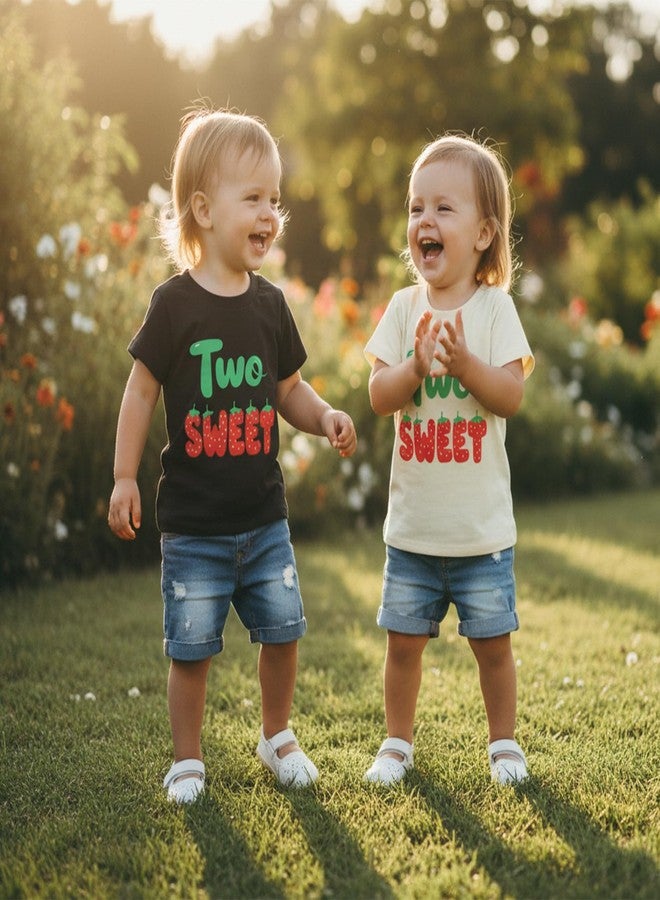 Fernvia Toddler Girls 2nd Birthday Shirt Two Sweet 2 Year Old Outfit Girl Second Birthday Tshirts Party Gift Tee Top (Beige, 2-3 Years) - Image 3