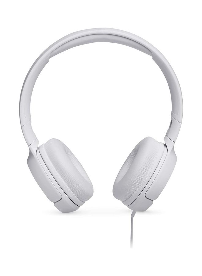 JBL Tune 500 Wired On-Ear Headphones - Deep Pure Bass - 1 Button Remote - Lightweight - Foldable - Tangle Free Cable White - Image 2