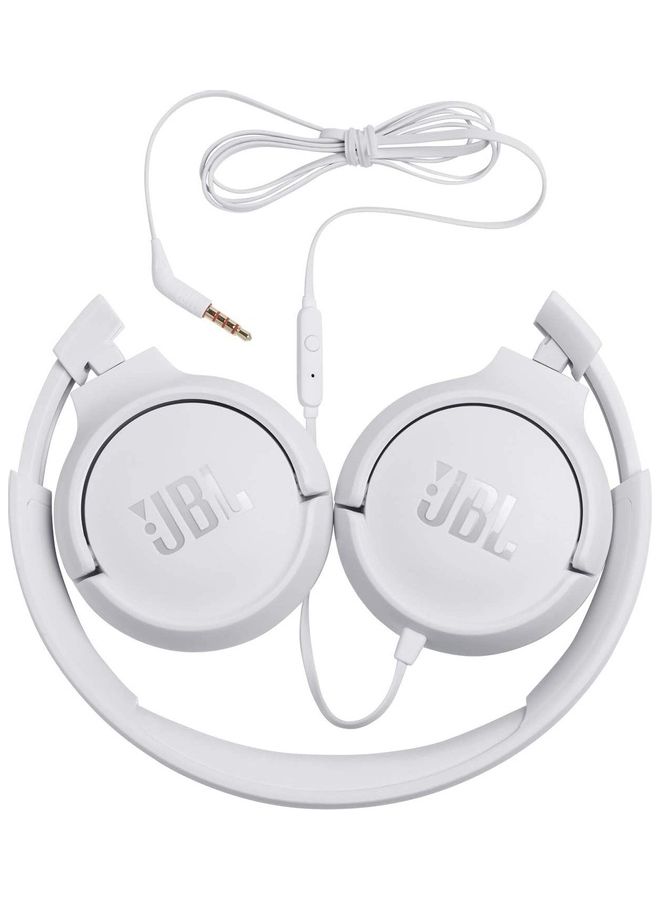 JBL Tune 500 Wired On-Ear Headphones - Deep Pure Bass - 1 Button Remote - Lightweight - Foldable - Tangle Free Cable White - Image 5