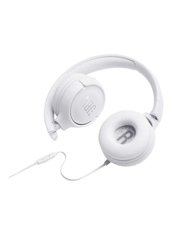 JBL Tune 500 Wired On-Ear Headphones - Deep Pure Bass - 1 Button Remote - Lightweight - Foldable - Tangle Free Cable White - Image 4