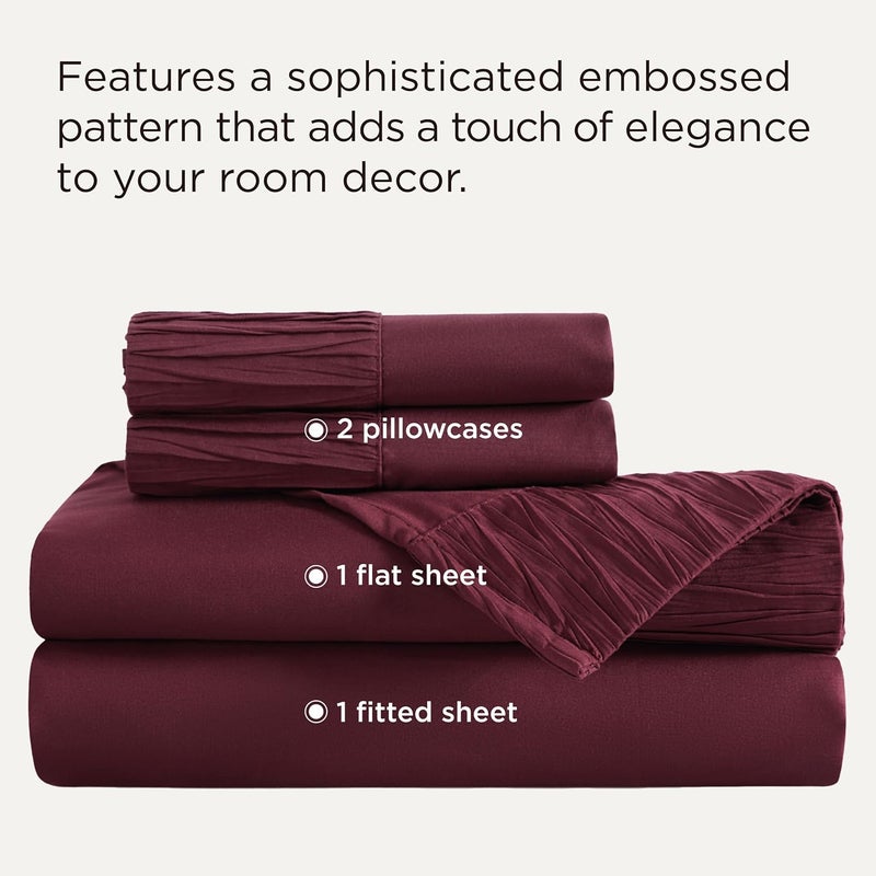Bedsure King Size Sheets - Soft Sheets for King Size Bed, 4 Pieces Hotel Luxury Burgundy Sheets King, Easy Care Polyester Microfiber Cooling Bed Sheet Set - Image 2