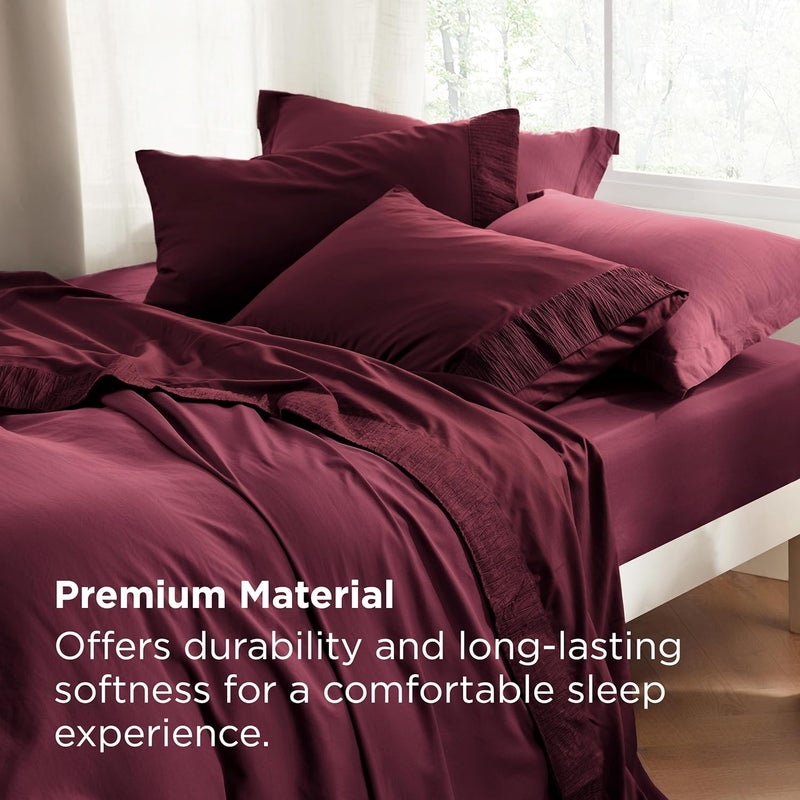 Bedsure King Size Sheets - Soft Sheets for King Size Bed, 4 Pieces Hotel Luxury Burgundy Sheets King, Easy Care Polyester Microfiber Cooling Bed Sheet Set - Image 5