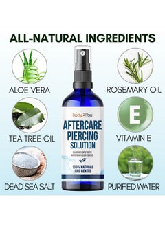 BodyJ4You Piercing Aftercare Spray - Saline Cleaning Solution Nose Belly Ear Piercing Cleaner - Wound Wash Keloid Treatment Piercing Bump Removal - Natural Sea Salt Aloe Rosemary - 2 Fl Oz (60Ml)  - Image 2