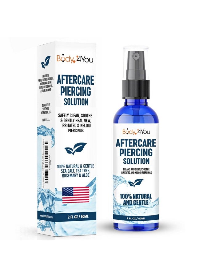BodyJ4You Piercing Aftercare Spray - Saline Cleaning Solution Nose Belly Ear Piercing Cleaner - Wound Wash Keloid Treatment Piercing Bump Removal - Natural Sea Salt Aloe Rosemary - 2 Fl Oz (60Ml) - Image 3
