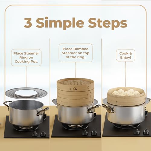 Prime Home Direct Stainless Steel Steamer Ring | Fits 7 to 12-Inch Bamboo Steamer Basket | Steaming Ring for Asian Chinese Wok, Food, Dumpling, Dim Sum, Steam Pot Accessories Metal Cooking Rim Adapter - Image 4