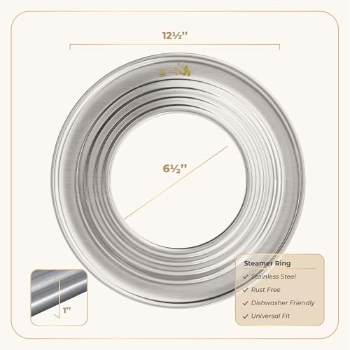 Prime Home Direct Stainless Steel Steamer Ring | Fits 7 to 12-Inch Bamboo Steamer Basket | Steaming Ring for Asian Chinese Wok, Food, Dumpling, Dim Sum, Steam Pot Accessories Metal Cooking Rim Adapter - Image 5