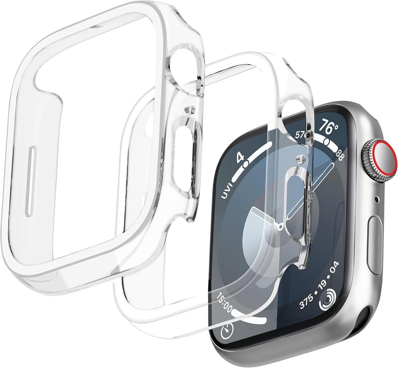 2 Pack [NO Screen Protector] Bumper Case for Apple Watch Series 9/8/7 41mm, Slim Thin Shockproof Bumper Cover, Hard PC Protective Frame All-Around Edge for iWatch 41mm Accessories, Clear - Image 1