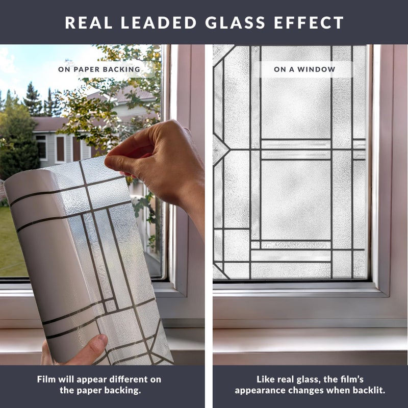 Artscape Geneva 24 x 36 Inch Window Film, Made in USA â€“ Provides Privacy, Non-Adhesive, Textured Leaded Glass Pattern, UV Protection, Easy to Apply and Removable - Image 5