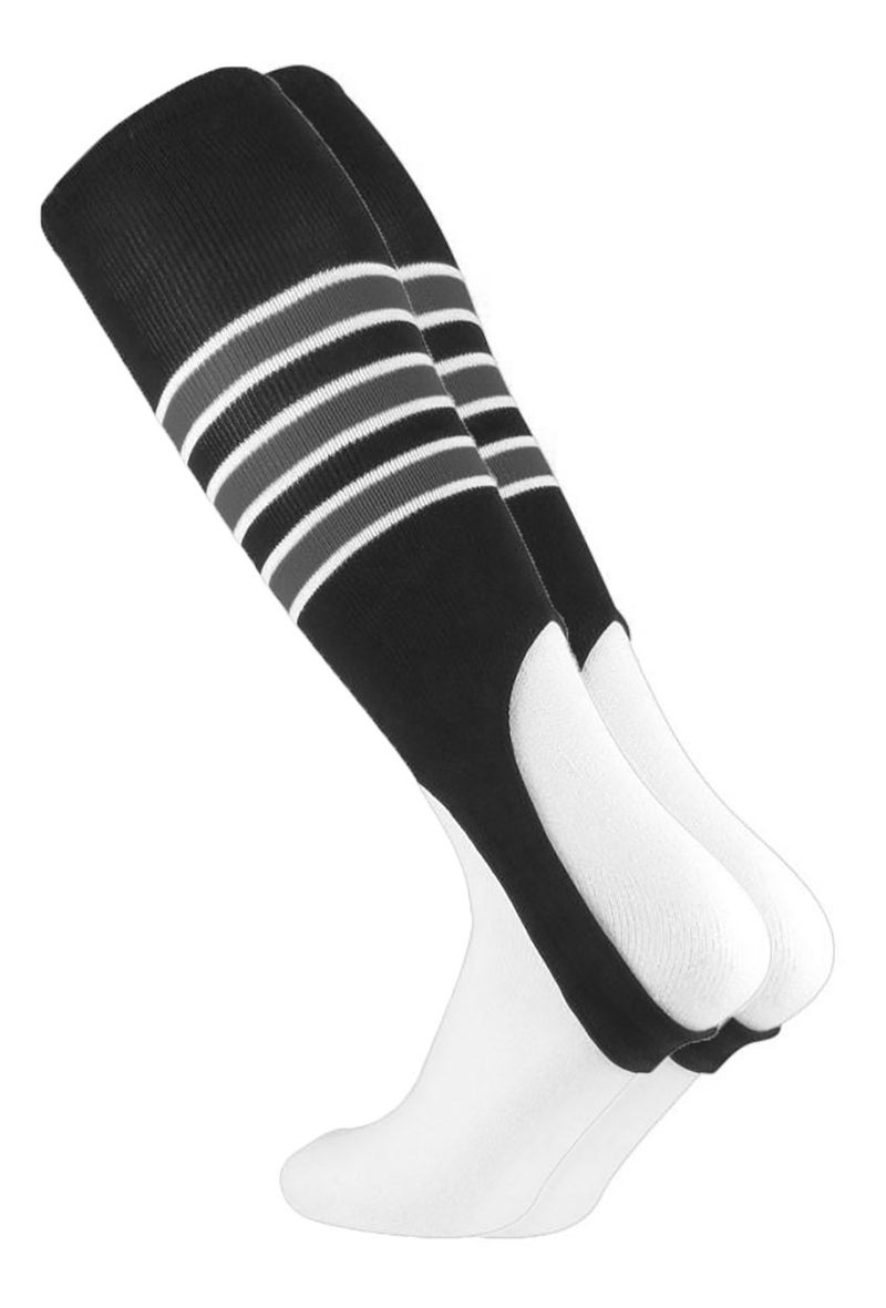 MadSportsStuff Baseball Stirrups Pattern D (Black/Graphite/White, Large)