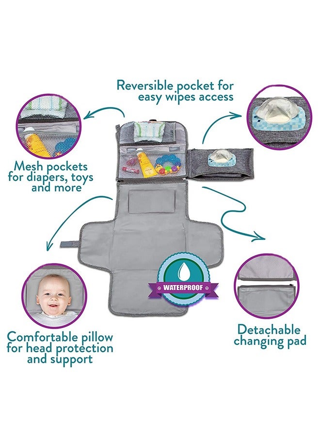 Beauenty Baby Portable Changing Pad with Wipes Pocket for Diaper Bag Wipeable Waterproof Newborn Travel Mat Shower Gifts  - Image 4