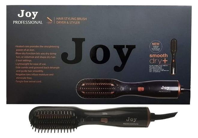 JOY CARE Professional 3-in-1 Hair Styling Brush – Hot Air Dryer, Straightener & Volumizer with Ionic Technology, Fast Heating, Multiple Heat Settings, Anti-Frizz Styling Tool for All Hair Types – Black - Image 1