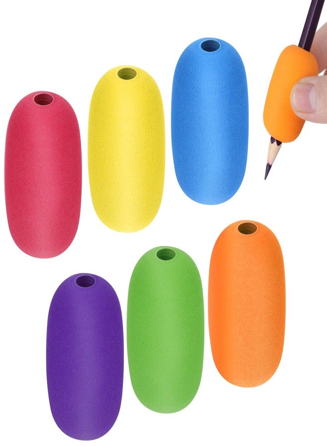 DSLSQD 6 Pieces Pen Grips, Egg Pen Pencil Holder Handwriting Grips Pen Stylus Foam Grips Writing Aid Soft Cushioned Foam for Handwriting Drawing Preschool Supplies Right or Left Hand Use - Image 1