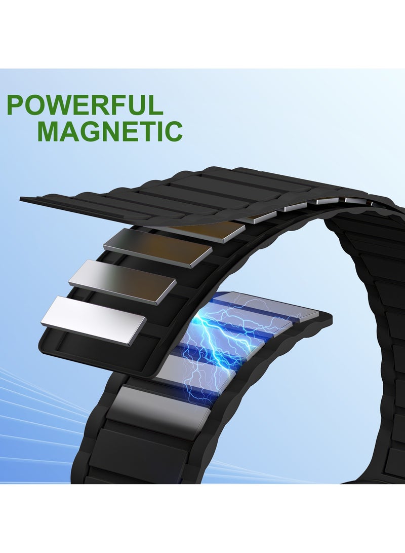 ICARLUS Magnetic Watchband Compatible with Apple Watch for Men 44mm 45mm 46mm 49mm 42mm（Series 3） Women Silicone Sport Strong Magnet Strap for iWatch Series 10 9 ULTRA 2 SE 8 7 6 5 4 3 1 - Image 2