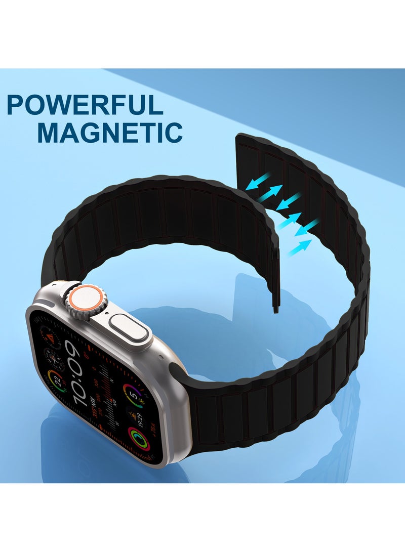 ICARLUS Magnetic Watchband Compatible with Apple Watch for Men 44mm 45mm 46mm 49mm 42mm（Series 3） Women Silicone Sport Strong Magnet Strap for iWatch Series 10 9 ULTRA 2 SE 8 7 6 5 4 3 1 - Image 5