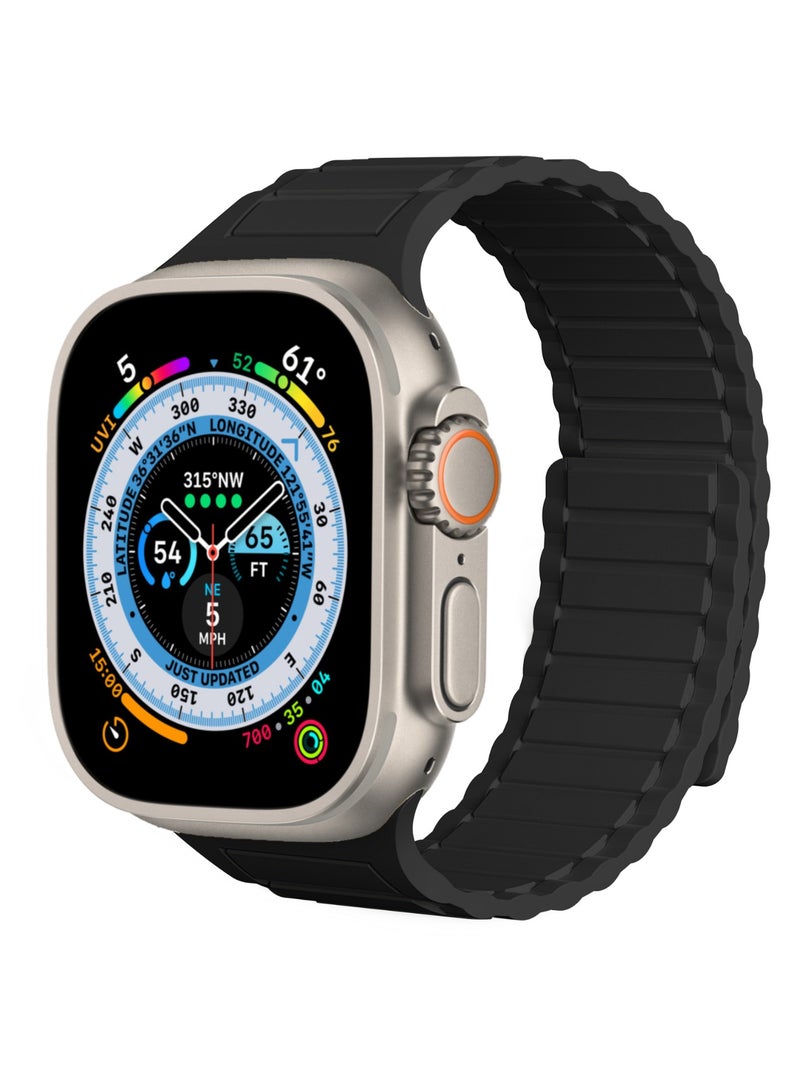 ICARLUS Magnetic Watchband Compatible with Apple Watch for Men 44mm 45mm 46mm 49mm 42mm（Series 3） Women Silicone Sport Strong Magnet Strap for iWatch Series 10 9 ULTRA 2 SE 8 7 6 5 4 3 1 - Image 1