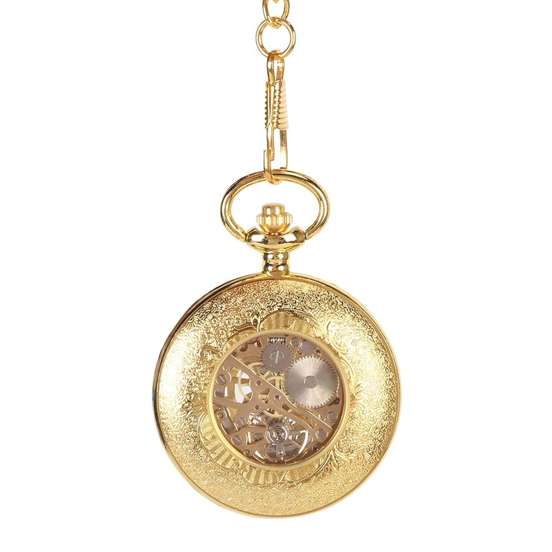 klarako Mechanical Pocket Watch, Hand Luminous Pocketwatch Vintage Skeleton Steampunck Pocket Watch with Chain - Image 4