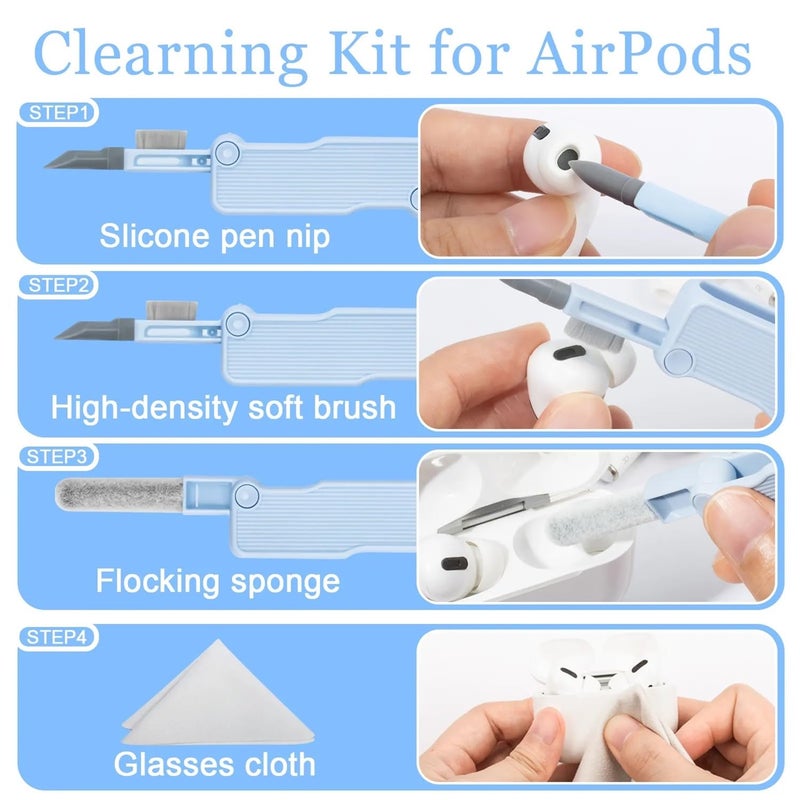 Elfora 7 in 1 Electronic Cleaner kit | Cleaning Kit for iPad | iPhone | Airpods | Monitor Screen | Keyboard | Dust Brush Including Soft Sweep | Swipe | Airpod Cleaner Pen | Key Puller and Spray Bottle - Image 2