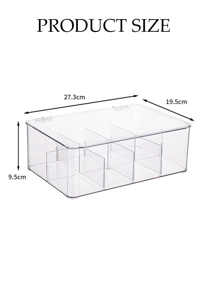 DUNISO 2 Pcs Tea Bag Organizer,Clear Plastic Tea Storage Box with Lid,Stackable Tea Bag Holder,Durable and Detachable,for Cabinet Pantry Counter Countertop,8 Compartments,27.3*19.5*9.5cm - Image 2