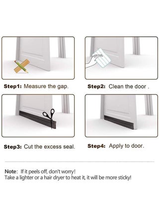 Door low windproof rubber strip, door seam sealing strip, door bottom gap windproof, dustproof, rainproof and soundproof equipment, 1 meter, black - view 4
