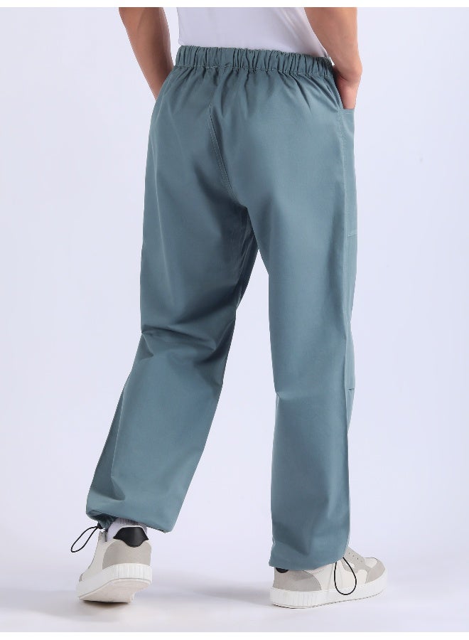 Beyoung Smoky Blue Double Pleated Cargo Joggers  - Image 1