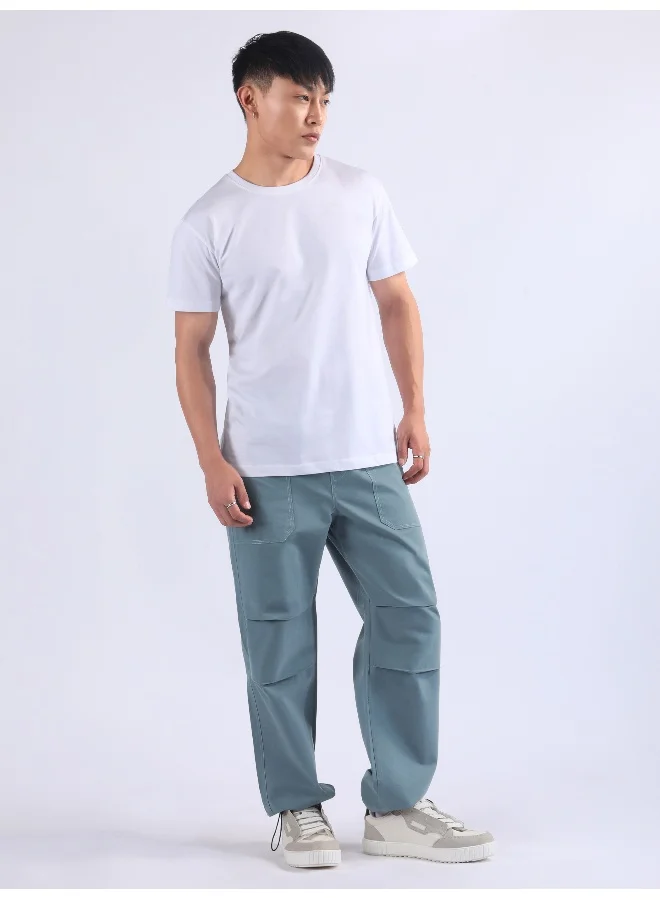 Beyoung Smoky Blue Double Pleated Cargo Joggers