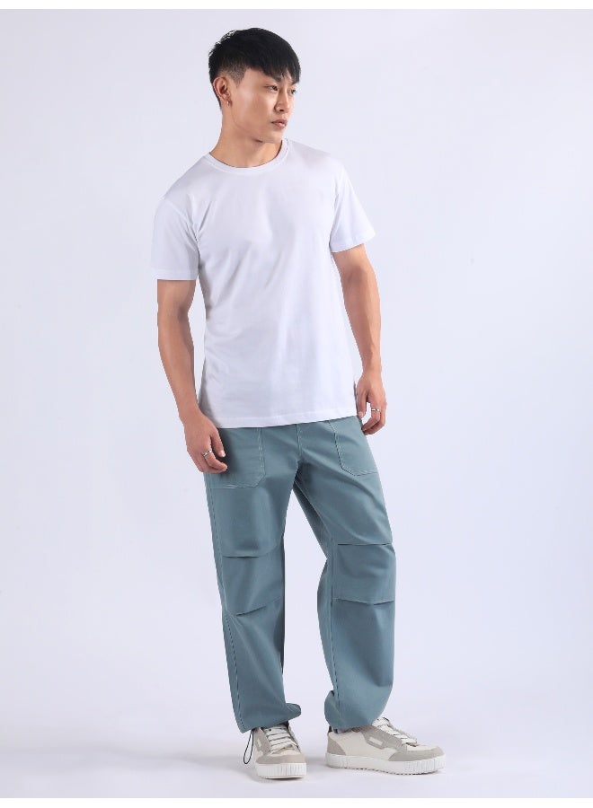 Beyoung Smoky Blue Double Pleated Cargo Joggers  - Image 5
