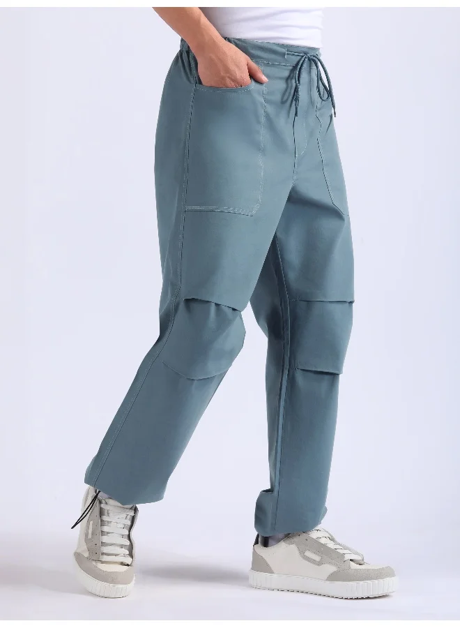 Beyoung Smoky Blue Double Pleated Cargo Joggers