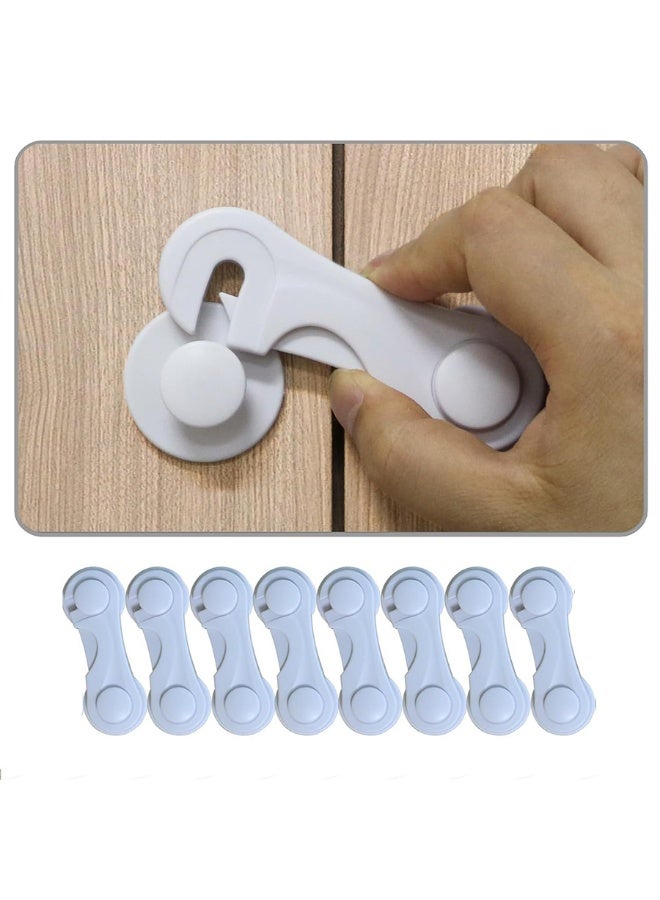 8 packs of child safety cabinet locks, chest of drawers, oven, refrigerator, toilet seat, baby anti-pinch safety lock-white - Image 1